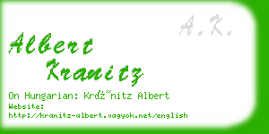 albert kranitz business card